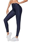 STAR FASHION Womens Shiny American Elasticated Waist Stretchy Disco Leggings Dance Ladies Wet Look Pants Slim Fit Clubwear Tights Partywear PVC Yoga Pants Navy 8-10