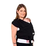 Koala Babycare Baby Sling Easy to Wear - Certified Ergonomic Support - Multi-Purpose Stretchy Baby Carrier Suitable up to 9 kg - Baby Wrap Carrier for Newborn - Black - Registered Design