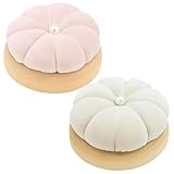 2 PCS Pin Cushions for Sewing, Pin Cushion, Japanese Style Compact and Lightweight Wooden Base Needle Ideal for Quilting, Needlework, and DIY Crafts (Pink, White)