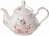 YBK Tech Strength Porcelain Coffee Pot Ceramic Teapot- Pink Rose (Teapot)