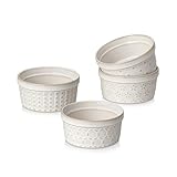 MALACASA Ramekins 4 Oz Oven Safe, Ceramic Creme Brulee Souffle Dishes, Pudding Custard Cups Ramekin For Baking, Small Dipping Sauce Bowls, Set of 4, Microwave and Dishwasher Safe, Arctic White