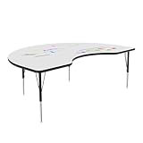 Correll 48"x72" Kidney Shaped, Classroom Dry Erase/Markerboard Top Activity Table, Height Adjustable (19"-29), School Furniture, Made in The USA (ADZ4872DE-KID-80)