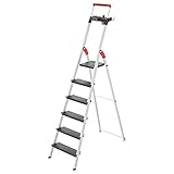 Hailo TopLine L100 8050-307 Aluminium Safety Stepladder with Multifunctional Shell, Safety Holder, Platform Lock and 130 mm Extra-Deep Steps, Black, 8050-607