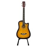 38 Inch Full Size Acoustic Guitar Classical Cutaway Design Hardwood Finish & Steel Strings with Bag (Natural)