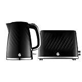 Swan Windsor Kitchen Set, 1.7L Kettle & 2 Slice Toaster, Black, SK14611BLK & ST14071BLK