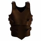 Mooke Adult Renaissance Leather Armor Jerkin Vest - Vintage Breastplate Gear with Adjustable Buckle - for SCA Viking Larp Warrior Cosplay Costume,Brown
