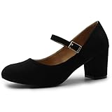 Womens Ladies MID Block Heel Mary Jane Office Work Formal Strap Dolly Shoes Size
