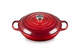 LE CREUSET Signature Sh.Casserole/braiser 30cm Cerise SS Knob