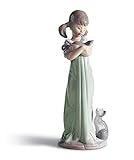 LLADRÓ Glossy Porcelain Figure Don't Forget Me. Decorative Porcelain Figurine of a Young Girl with Kittens.