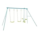 TP Triple Swing Set with Glider - Adjustable Metal Swing Stand With Swings, Flexible Swing With Harness Sculpts. Heavy Duty Sturdy Metal Frame, Glider, Backyard Outdoor Playset - 6 Months+