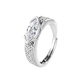 Ticome Titanium Ion Moissanite Diamond Ring, Fashionable Women's Adjustable Horus Eye Gemstone Healing Ring, Energy Balance Self-Healing Trend Charm Jewelry Gift (White Diamond)