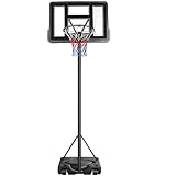 Dripex Portable 10ft Basketball Backboard Hoop Net Set Professional Outdoor Basketball Stand with Wheels for Adults and Children,Adjustable High 2.3M-3.05M (Black Rim)