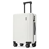 Ruausine Cabin Size Carry on Suitcase with 4 Wheels, 20 Inch Carry on Luggage with Spinner Wheels, Hard Shell Small Rolling Carry-on Suitcae with TSA Approved for Travel (White, 20 inch)