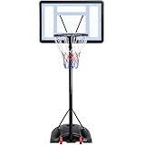 Yaheetech Outdoor Adjustable Basketball Stand, Portable Basketball Hoop Net System on Wheels, 170-230cm