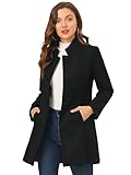 Allegra K Women's Winter Overcoat Mid-Long Stand Collar Single Breasted Coat Outerwear, Black, S