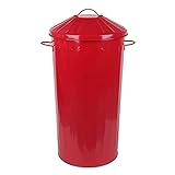 46 Litre Vintage Style Metal Tapered Dustbin & Lid - RED - 70cm (H) x 33cm (Dia)