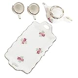 TOYANDONA Mini Tea Set Ceramic Teapot Cups Play Tea Set Boys and Girls Miniature House