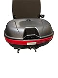 Mobility Scooter Rear Storage Box, Universal Fit, Matt Black with Red Reflector, Lockable with Keys