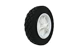 Shepherd Hardware 9611 7-Inch Semi-Pneumatic Rubber Replacement Tire, Plastic Wheel, 1-1/2-Inch Diamond Tread, 1/2-Inch Bore Offset Axle,White
