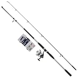 Shakespeare SALT Pier Pounder Combo Set, Fishing Rod and Reel Combo, Spinning Combo, Hard Case Tackle Box, Lures and End Tackle, Sea Inshore/Nearshore Fishing, Unisex, Blue & White, 3m | 112-225g