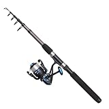 DAM Full Tech Tele Spinning Combo, Freshwater Angler Fishing Rod & Reel Pike Perch Zander & More, Strong Leightweight & Versatile, Black & Grey, 1.80m Moderate Fast Rod, 2000 Size Reel