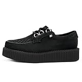 T.U.K. Anarchic Creeper - Men & Womens Shoes - Vegan Suede Black - Punk, Rocker Style and Gothic Shoe's - Lace Up Shoes with D Ring Eyelets - Size UK M4-W5
