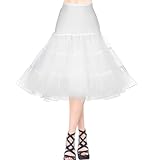 AYBUY 50s Women Retro Petticoat Underskirt,Vintage A-line Underskirt Classic Elastic Rockabilly Tutu Skirt for Ladies Half Slip Dress-up Parties Dancing, Halloween Party, Dancing,White,XL