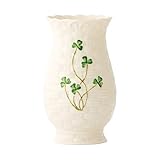 Belleek Kylemore Vase - White Flower Vase Handcrafted Fine Parian China Shamrock Irish Decor, 3.1 x 7 Inches