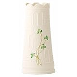 Belleek Castle Vase - Handcrafted Fine Parian China Shamrock Irish Decor - White Flower Vase, 3.8" W x 7.7" H