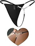 ohyeahlady G-Strings for Women Sexy Shiny Crystal Chain Micro Thongs T-back Tangas Briefs Plus Size Underwear Low Rise Mesh Panties Black,Size 8-10