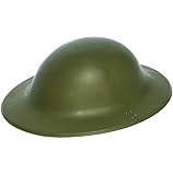 HENBRANDT 3 x Adult Green British Army Soldier Helmet Military Brodie Style WW1 WW2 Tommy Helmet Shrapnel Tin Hat Home Guard One Size Halloween Fancy Dress Accessories for Men and Women