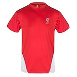 Liverpool FC T-Shirt Mens Poly - Official Gift - Red White Medium