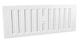 9" x 3" White Plastic Adjustable Hit and Miss Air Vent Grille with Flyscreen Cover, Note: Overall Size of Vent is 280mm x 105mm