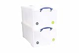 Really Useful Box Plastic Storage 64 Litre Clear (Pack of 2)