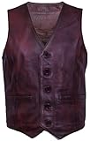 Men's Classic Smart Conker Brown Leather Waistcoat XL