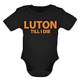 Dressdown Luton Till I Die - Organic Babygrow/Body suit - Black - 12-18 Months