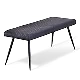 AINPECCA Faux Leather Padded Dining Bench, Vintage Cushioned Long Bench Lounge for Kitchen & Hallway, Dinner Stool with Metal Legs (Dark Grey, 130cm Length)