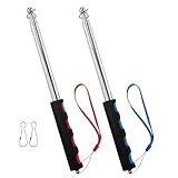 6.5ft (200cm) Telescopic Handheld Flagpole, 2 Pcs Retractable Banner Pole Portable Tour Guide Flag Pole Pointer Stainless Steel Teaching Pointer Stick for Tour Guide Teaching (Blue & Red)