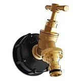 IBC Tank Adapter Hose Connector – S60X6 Brass Garden Tap with Click-Lock Hose Fitting – Heavy Duty Coarse Thread PTFE Tape Included – Easy Installation – Snap On Male Outlet. Set by MYPURECORE