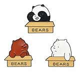 Set of 3 Bear Enamel Lapel Pin Brooch Badge Cute Pins for Backpacks Cartoon Lapel Pin for Jackets Funny Brooches Pins Gift DIY Accessory for Clothing Bags Hat
