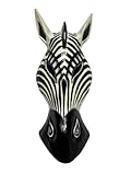 My Family House Zebra Wall Hanging Animal Mask - Hand Carved Albesia Wood Decoration - 30 cm