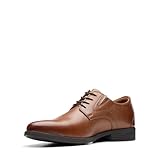 Clarks Men's Whiddon Plain Oxford Flat, Dark Tan Lea, 10 UK