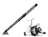 Shakespeare Mach 1 Telescopic Fishing Rod and Reel Combo, 9FT Rod with 3BB Reel, Pre-spooled Line