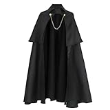 WOXIHUAN Men's Medieval Steampunk Cloak Gothic Lapel Collar Cape Mens Button Vintage Robe Victorian Knight Wizard Coat Renaissance Long Outerwear Solid Color Robes Halloween Fancy Dress Costume