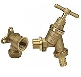 UKDeals Direct® Outdoor Garden Tap with Check Valve, 15mm x 1/2 inch Wall Plate Elbow, WRAS Approved