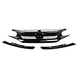 Front Grill Grille For 2016 2017-2018 10th Honda Civic Glossy Black Body Kit
