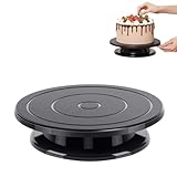Cake Turntable, 11 Inch Rotatable Cake Plate, Professional Cakes Spinner Turntable, Handmade Decorating Table for Baking Cakes Decoration Painting Sculpture Model Making (Black)