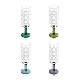 Orla Kiely Atomic Flower Champagne Glasses Green Shades - Set of 4
