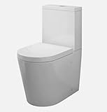 Bathrooms Close Coupled Toilet with Soft Close Seat and Cistern - Round Rimless Toilet Pan - (Round Pan)