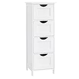 VASAGLE Bathroom Floor Storage Cabinet, Bathroom Storage with 4 Drawers, Bathroom Cabinet Freestanding, 30 x 30 x 82 cm, Modern Style, White LHC40W
